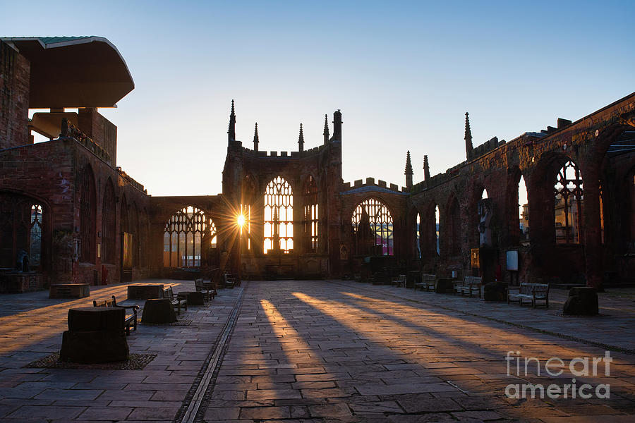 Coventry Cathedral Ruins at Sunrise Photograph by Tim Gainey