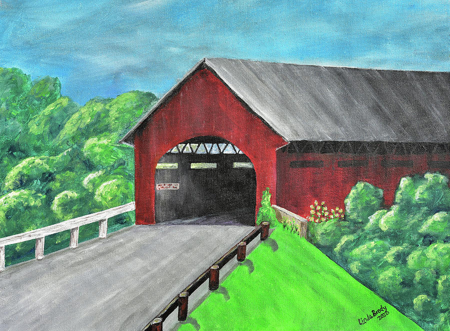 Covered Bridge 1 Painting by Linda Brody