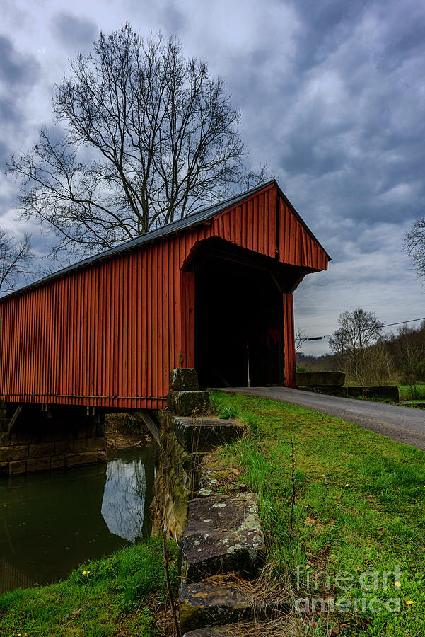 Covered Bridge And Stormy Sky Photograph