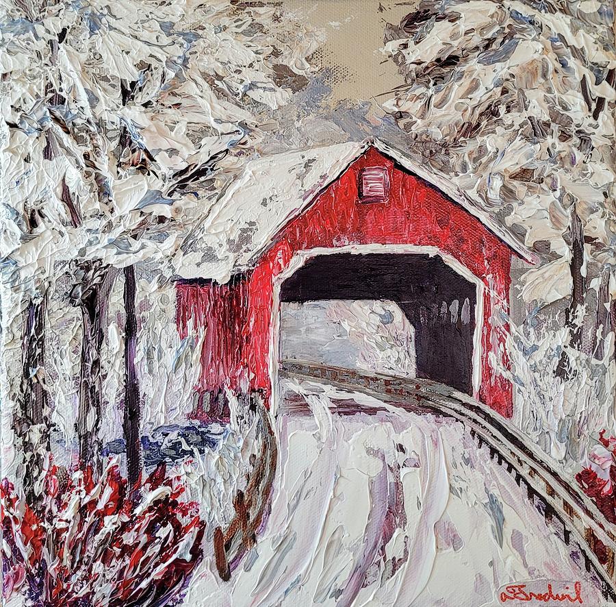 Covered Bridge Painting by Ann Frederick