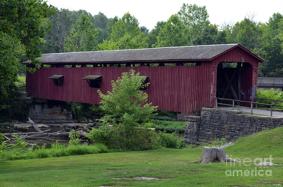 Covered Bridge At Cataract Falls Photograph By Jennifer Profitt - Fine 