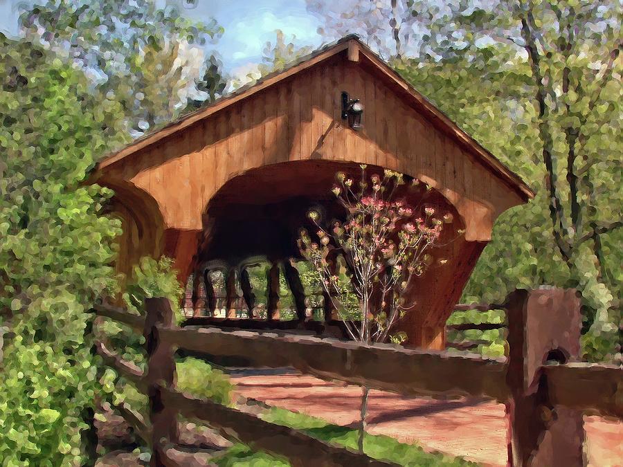 Covered Bridge At Olmsted Falls-Spring Photograph by Mark Madere
