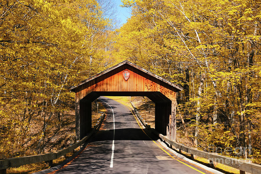 Covered Bridge Autumn Splendor Photograph by Rachel Cohen