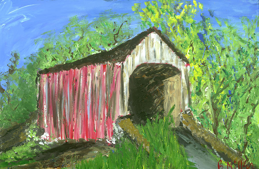 Covered Bridge Painting - Covered Bridge by Britt Miller Covered Bridge Painting - Covered Bridge by Britt Miller