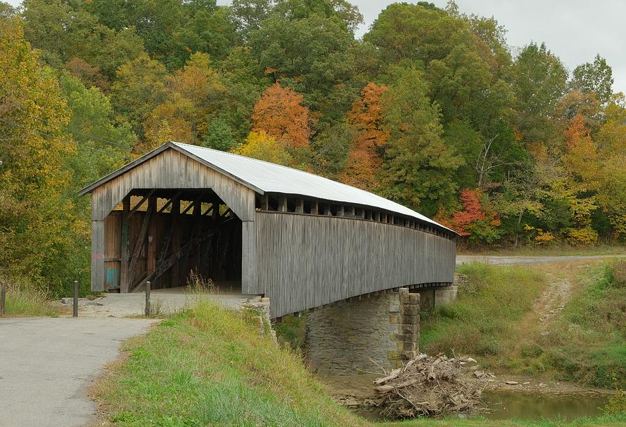 Covered bridge, covered with fall colors Photograph by Tammy Sullivan ...