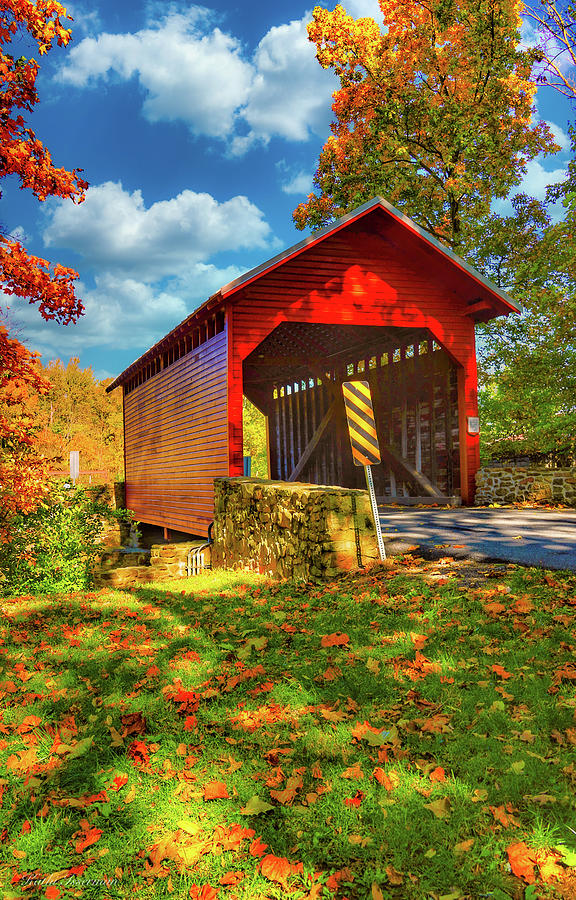 Covered Bridge in Autumn Photograph by Kathi Isserman