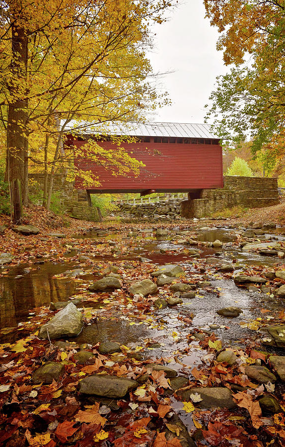 Covered Bridge in Fall Photograph by Kelley Nelson