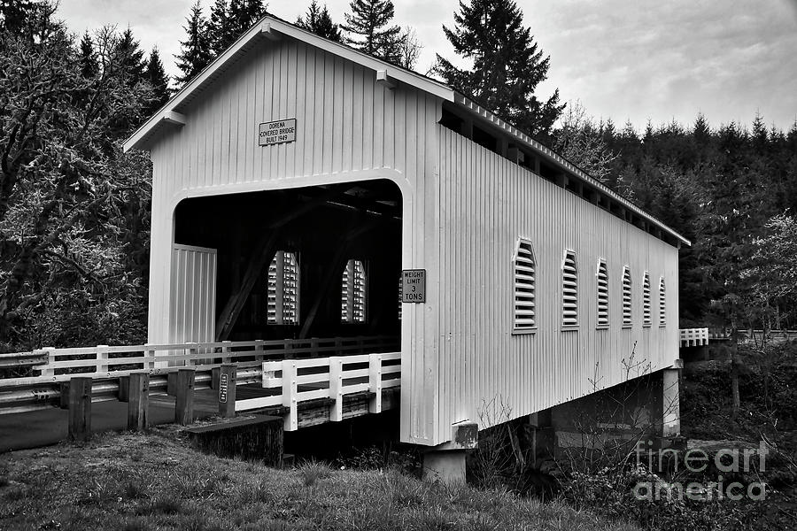 Black And White Dorena Covered Bridge Photograph by Kirt Tisdale
