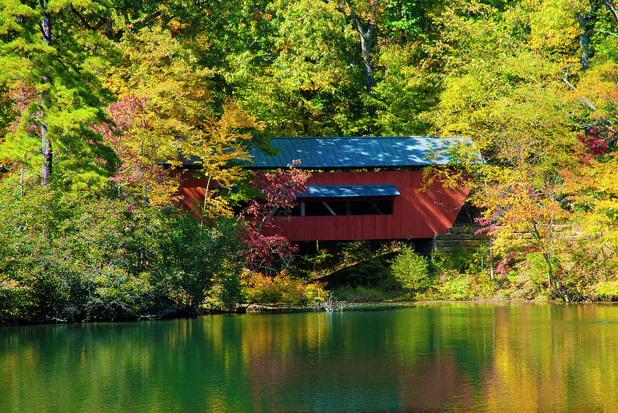 Covered Bridge Lancaster Oh Lake Photograph by Keith Lovejoy