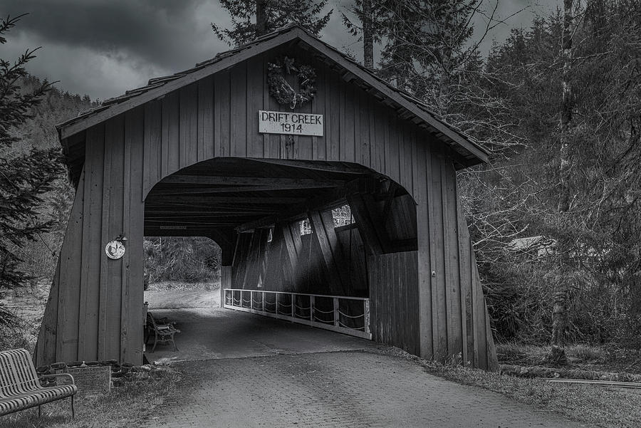 Covered Bridge light Photograph by Bill Posner