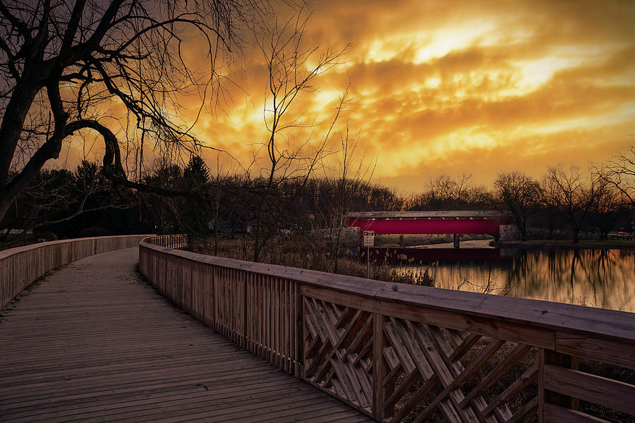 Covered Bridge Park Under Brooding Skies Photograph by Jason Fink