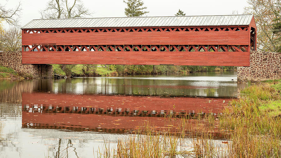 Covered Bridge Reflection Photograph by Rod Best
