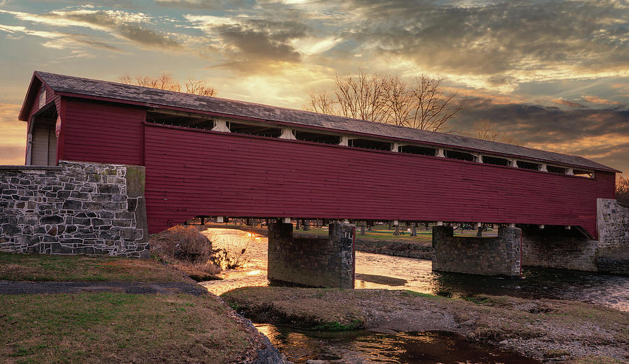 Covered Bridge Sunrise Photograph by Jason Fink