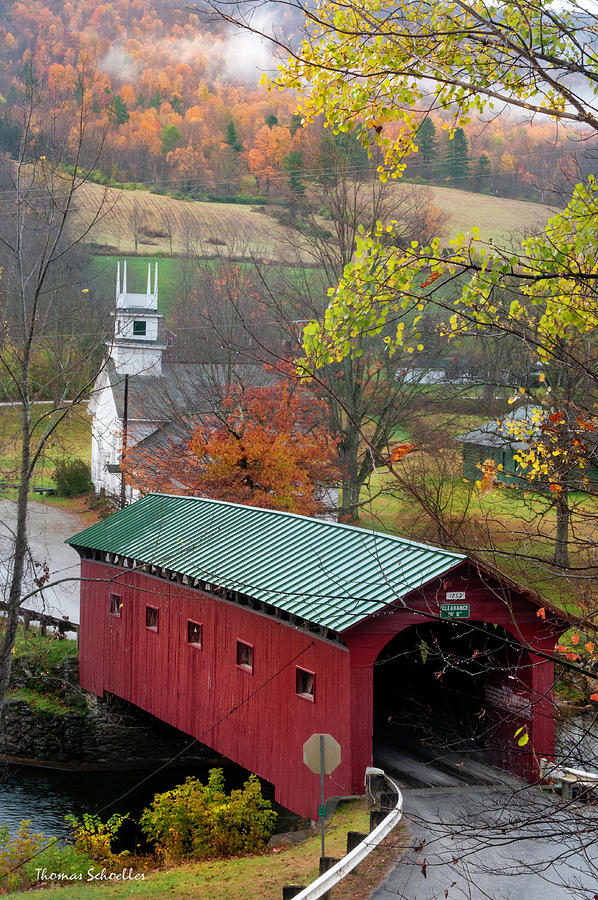 Norman Rockwell Photograph - Covered Bridge-West Arlington Vermont by Photos by Thom - Thomas Schoeller Photography