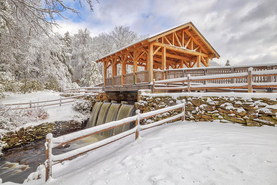 Covered Bridge Winter Magic at Moore State Park  Photograph by Juergen Roth