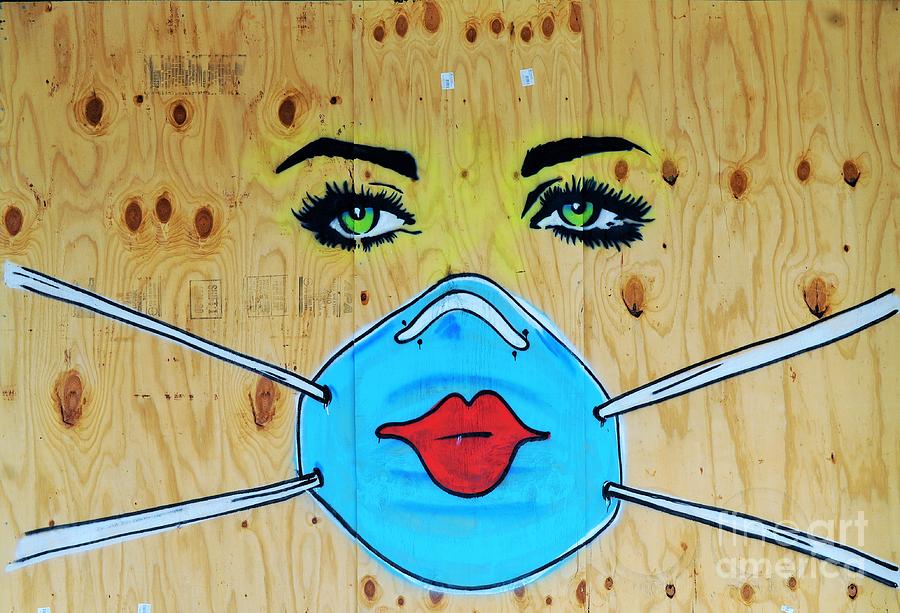 Covid 19 Graffiti Speaks Louder Than Words Hot Lips Face Mask In New Orleans, LA Photograph by Michael Hoard