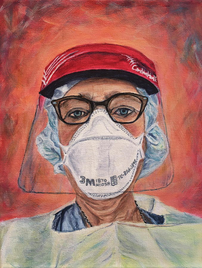 Covid Nurse Painting by Bonnie Peacher