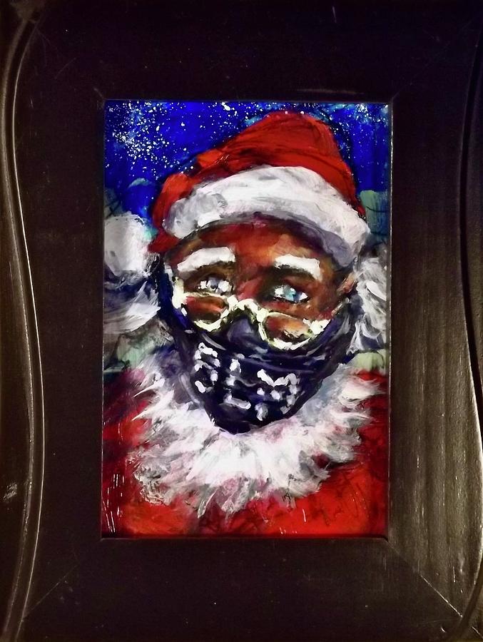 Covid Santa Painting by Les Leffingwell