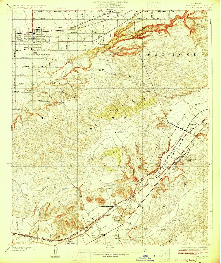 Covina CA from 1927 Vintage Map High Quality Mixed Media by Vintage Map ...