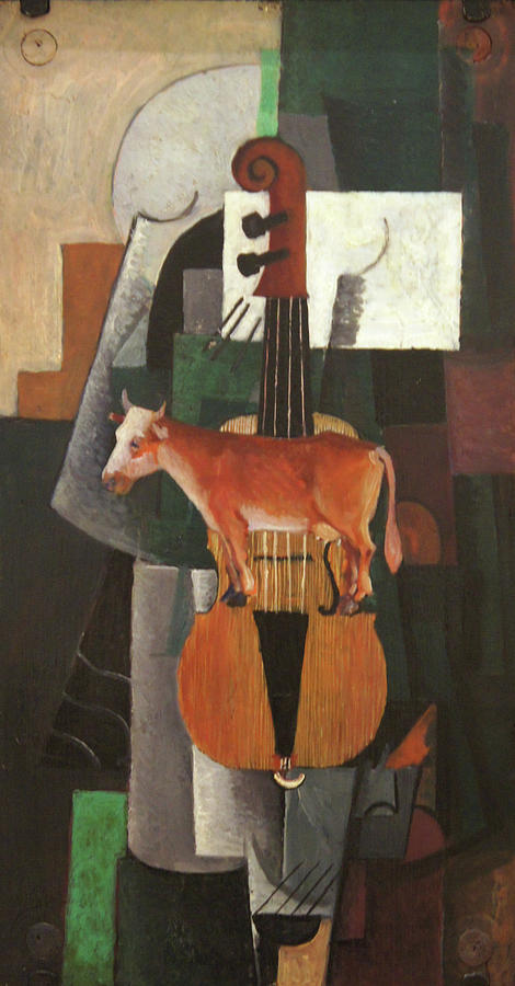 Cow and Violin Painting by Kazimir Malevich