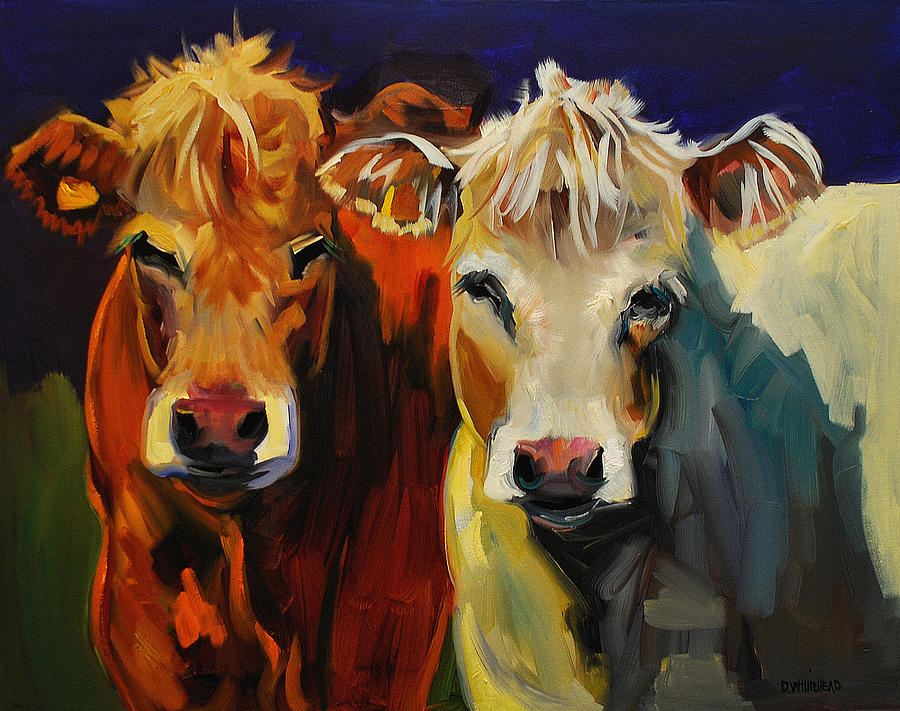Cow Painting - Cow Buddies by Diane Whitehead
