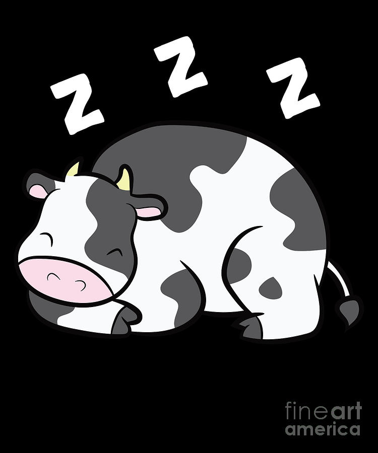 Cow Farm Animal Funny Cow Pajama Sleeping Cow Digital Art by EQ Designs ...