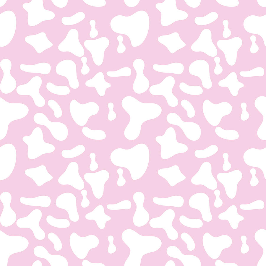 Cow Hide Pattern - Pink And White Digital Art
