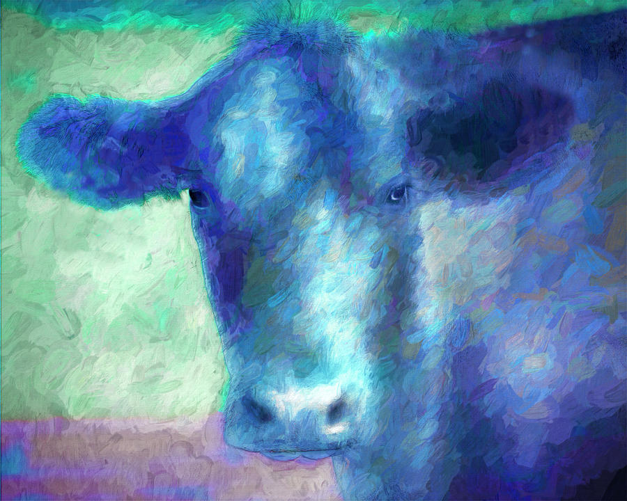 Cow In Blue and Green  Photograph by Ann Powell