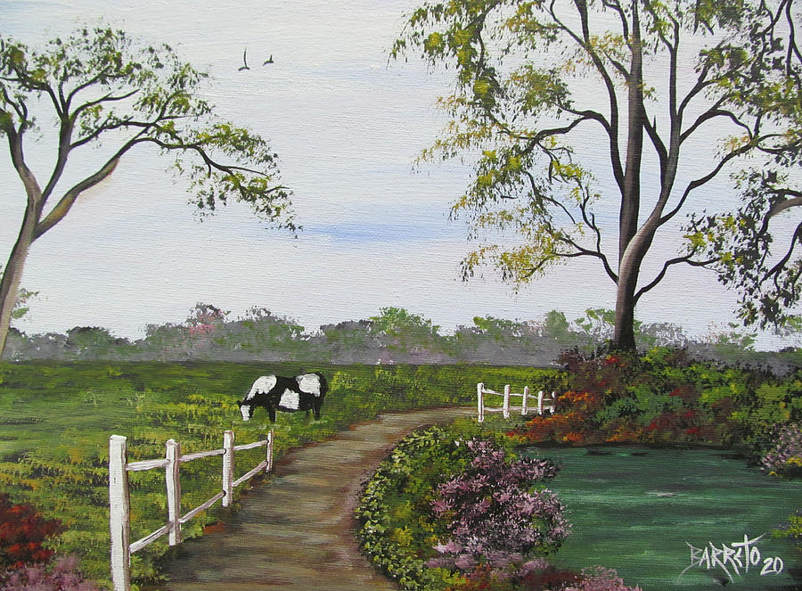 Cow In Pasture Painting by Gloria E Barreto-Rodriguez
