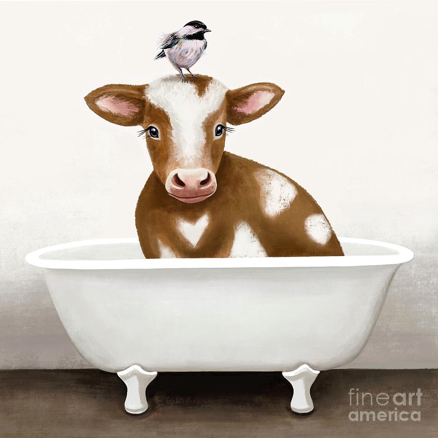Cow in the Bathtub Painting by Elizabeth Robinette Tyndall