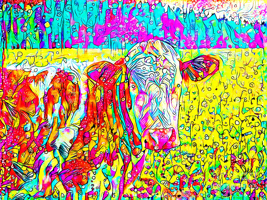 Cow in the Pasture in Contemporary Vibrant Colors 20200512 Photograph by Wingsdomain Art and Photography