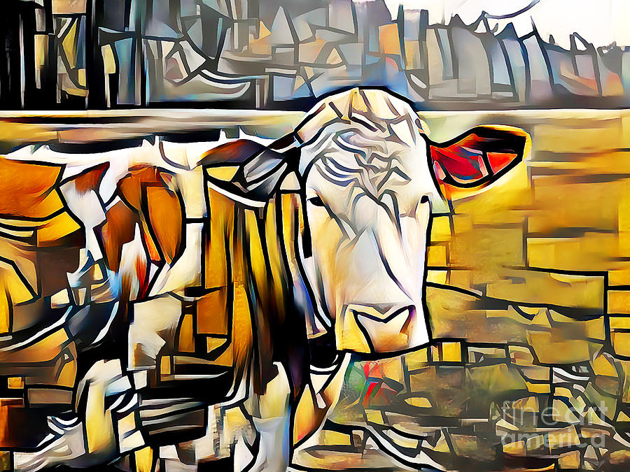 Cow in Vibrant Contemporary Cubism Colors 20200726 Photograph by Wingsdomain Art and Photography