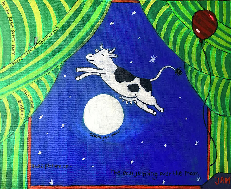 Cow jumping over the moon Painting by Jam Art Cow jumping over the moon Painting by Jam Art
