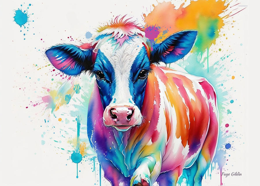 Cow Splash Animal Farm Art Painting by Faye Giblin - Fine Art America