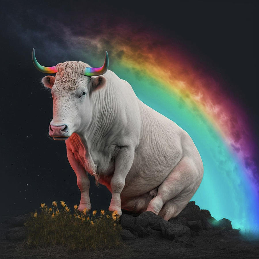 Cow With Coloured Horns Ideas Digital Art by Kailooma X TheDol - Fine ...