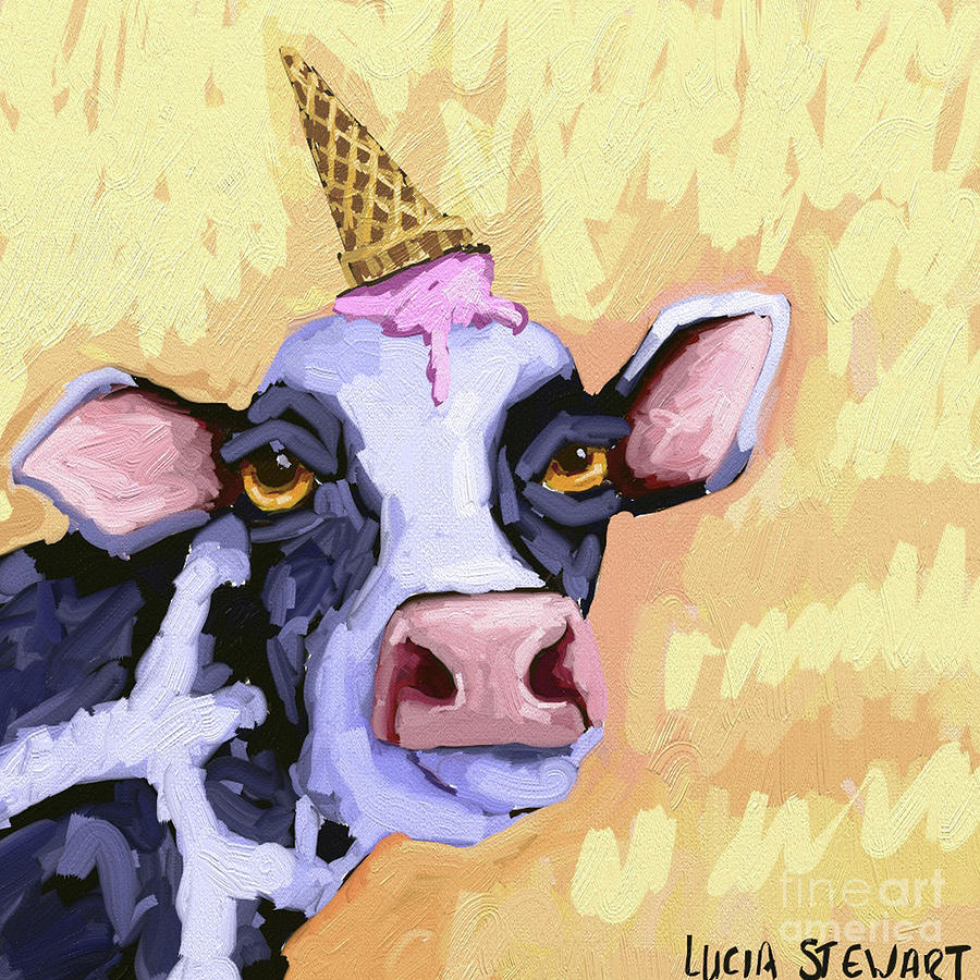 Cow With Ice Cream Painting