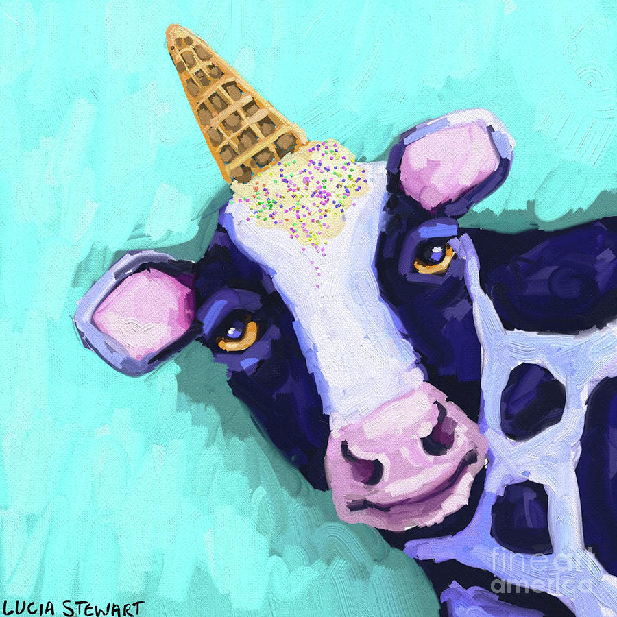 Cow with Sprinkles Painting by Lucia Stewart