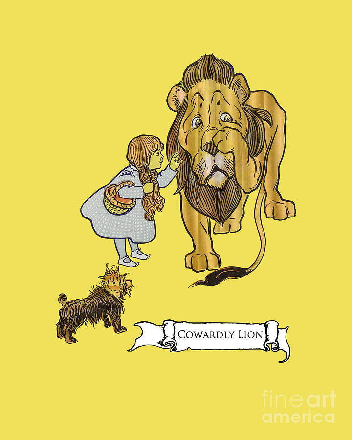 The Wizard Of Oz Digital Art - Cowardly Lion Scene In Yellow by Madame Memento