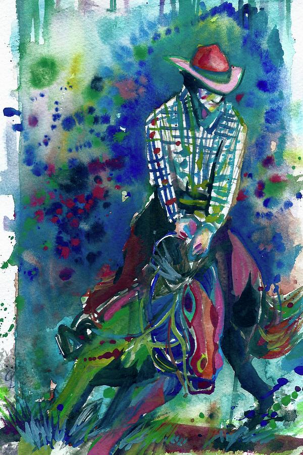 COWBOY at the RODEO Painting by Fabrizio Cassetta