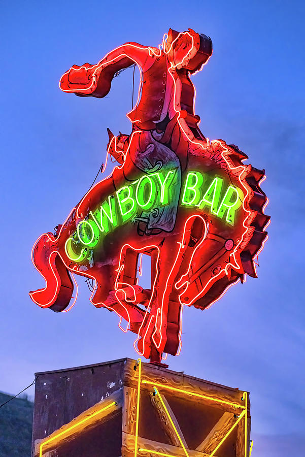 Vintage Photograph - Cowboy Bar Neon by Jerry Fornarotto