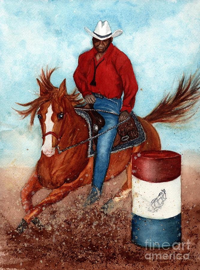 Cowboy Barrel Racing Champion Painting by Janine Riley