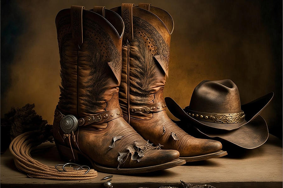 Cowboy Boots and Hat Digital Art by Steve McKinzie