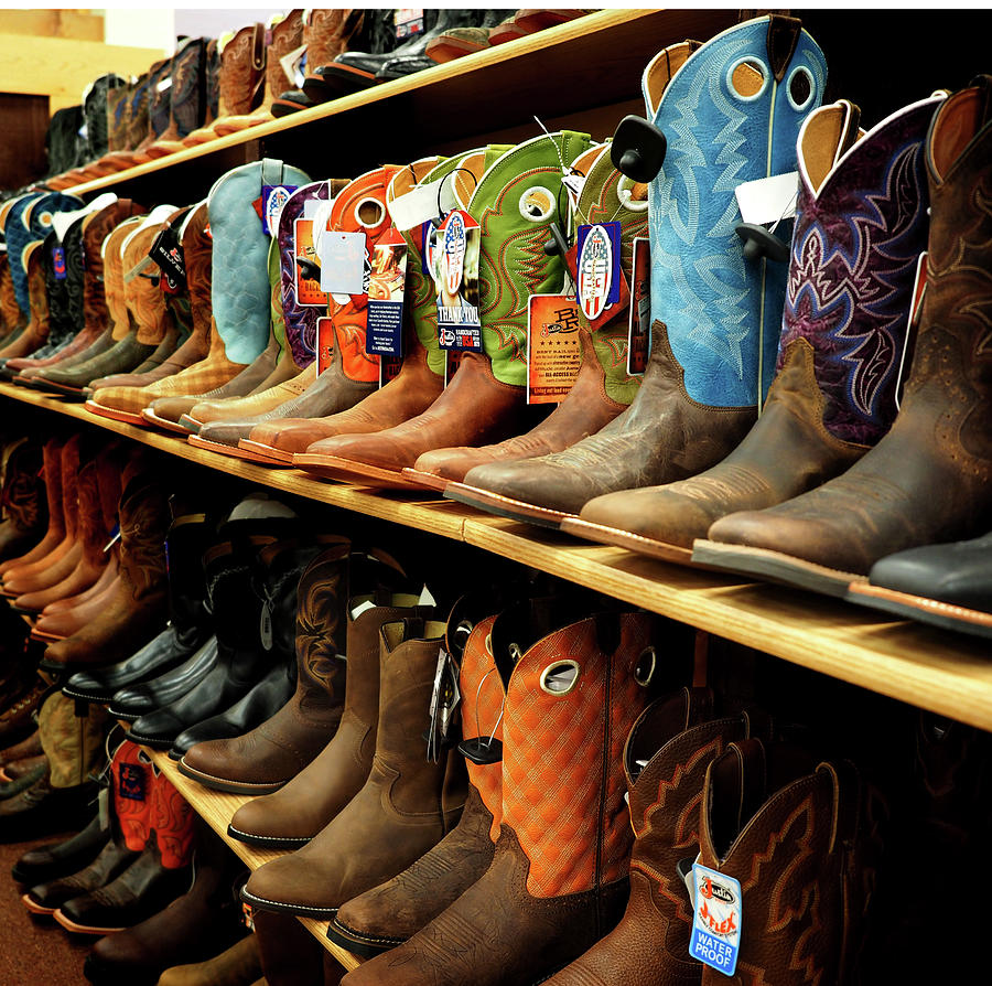 Cowboy Boots Lined Up Photograph by James C Richardson