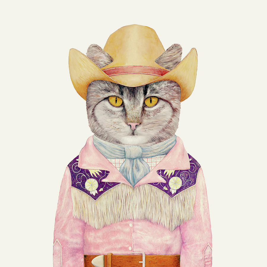 Cat Painting - Cowboy Cat by Animal Crew