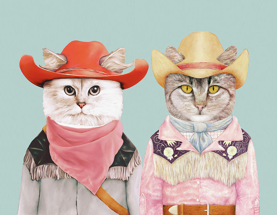 Cat Painting - Cowboy Cats by Animal Crew