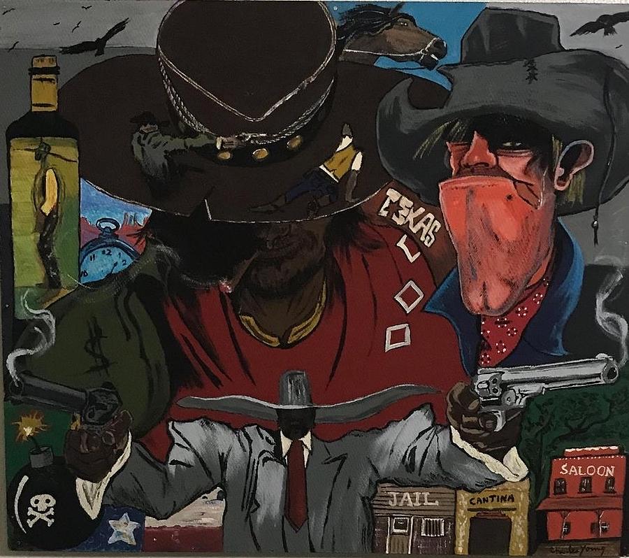 Cowboy Collage Painting by Charles Young