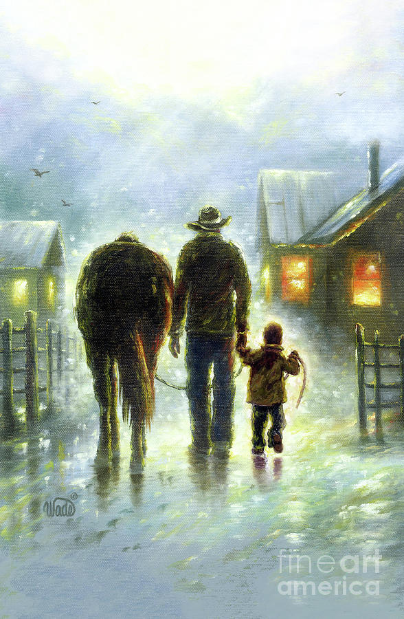 Cowboy Father and Son Painting by Vickie Wade