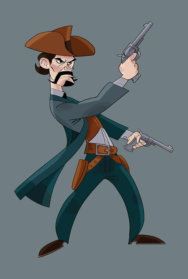Cowboy Guns Western Cartoon Comic Characters Digital Art by Jeff Brassard -  Fine Art America