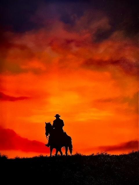 Cowboy in the field  Painting by Willy Proctor