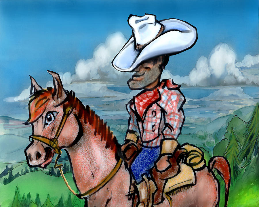Cowboy on Horseback Digital Art by Kevin Middleton